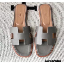 Hermes Oran Flat Sandals in Swift Box Calfskin 55