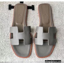 Hermes Oran Flat Sandals in Swift Box Calfskin 56