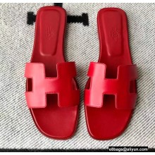 Hermes Oran Flat Sandals in Swift Box Calfskin 60