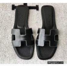 Hermes Oran Flat Sandals in Swift Box Calfskin 66