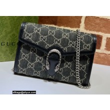 Gucci Dionysus Mini Chain Bag 401231 Washed GG Denim Black