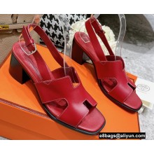 Hermes Heel 6cm Elbe Sandals Burgundy 2022