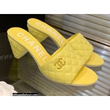 Chanel Heel 5cm CC Logo Lambskin Mules G38820 Yellow 2022