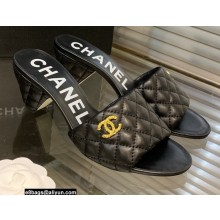 Chanel Heel 5cm CC Logo Lambskin Mules G38820 Black 2022
