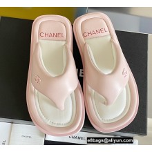 Chanel Lambskin Thong Beach Sandals Mules Light Pink 2022