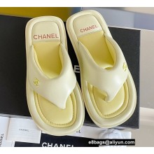 Chanel Lambskin Thong Beach Sandals Mules Light Yellow 2022