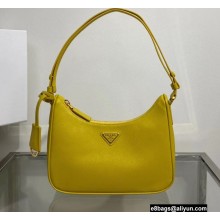 Prada Saffiano leather Mini Hobo Bag 1BC204 Yellow 2022