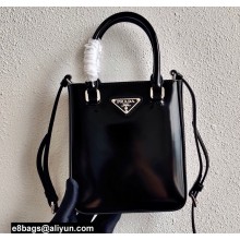 Prada Small brushed leather tote Bag 1BA331 Black 2022