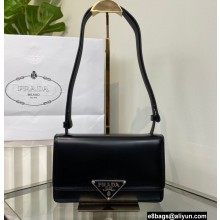 Prada Emblème brushed leather shoulder Bag 1BD321 Black 2022