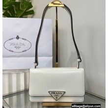 Prada Emblème brushed leather shoulder Bag 1BD321 White 2022