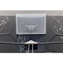 Prada Cardholder with shoulder strap and crystals Bag 1MR024 White 2022