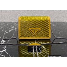 Prada Cardholder with shoulder strap and crystals Bag 1MR024 Yellow 2022