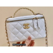 Chanel Vanity Case Bag with Chain Handle AP2805 in Original Quality Grained Calfskin White 2022