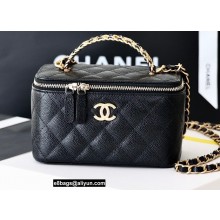 Chanel Vanity Case Bag with Chain Handle AP2805 in Original Quality Grained Calfskin Black 2022