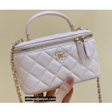 Chanel Vanity Case Bag with Chain Top Handle AP2199 in Original Quality Lambskin Cherry Pink 2022