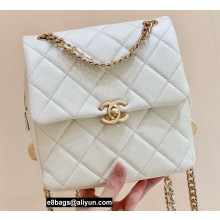 Chanel Backpack Bag with Chain AS3108 in Original Quality Grained Calfskin White 2022