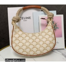 Celine Medium Strap Ava Bag with Rope in Triomphe Canvas and Calfskin White 2022