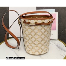 Celine Small Drawstring bag in Triomphe Canvas and Calfskin White 2022