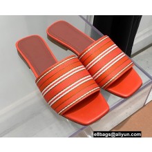 Loro Piana The Suitcase Stripe Flat Sandals Orange 2022
