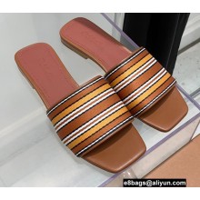 Loro Piana The Suitcase Stripe Flat Sandals Brown 2022