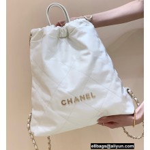 Chanel Shiny Calfskin CHANEL 22 Backpack Bag AS3313 in Original Quality White/Gold 2022