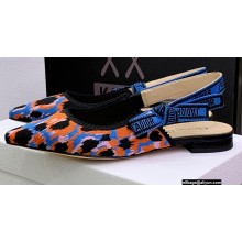 Dior J'Adior Slingback Ballerina Flats in Blue Multicolor Mizza Cotton Embroidery 2022