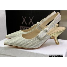 Dior Heel 6.5cm J'Adior Slingback Pumps in Cotton Embroidery with Thread and Strass Gold 2022