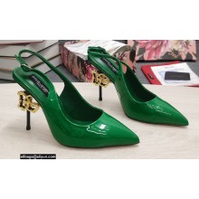 Dolce & Gabbana DG logo Heel 10.5cm leather Slingbacks Patent Green 2022
