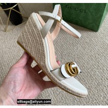 Gucci Platform 10cm Leather Espadrilles sandal White with Double G 2022