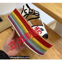 Gucci Striped multicolor woven Platform 7cm Espadrilles sandals White 2022