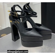 Versace Heel 15cm Platform 5.5cm Leather Pointy Pumps Black 2022