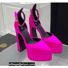 Versace Heel 15cm Platform 5.5cm Medusa Aevitas Satin Pointy Pumps Fuchsia 2022