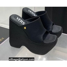 Versace Heel 16cm Platform 6.5cm Triplatform Mules Satin Black 2022