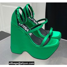 Versace Heel 16cm Platform 6.5cm Triplatform Satin Sandals Green 2022