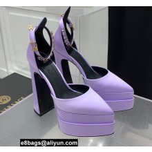 Versace Heel 15cm Platform 5.5cm Medusa Aevitas Satin Pointy Pumps Lilac 2022