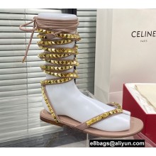 Valentino Rockstud No Limit Nappa Flat Thong Sandals Nude 2022