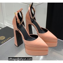 Versace Heel 15cm Platform 5.5cm Medusa Aevitas Satin Pointy Pumps Nude Pink 2022