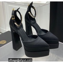 Versace Heel 15cm Platform 5.5cm Medusa Aevitas Satin Pointy Pumps Black 2022