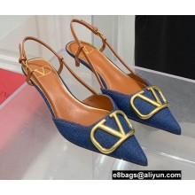Valentino Heel 3.5cm Vlogo Denim Slingback Pumps 2022