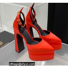 Versace Heel 15cm Platform 5.5cm Medusa Aevitas Satin Pointy Pumps Red 2022