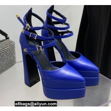 Versace Heel 15cm Platform 5.5cm Leather Pointy Pumps Blue 2022