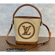 Louis Vuitton knitted raffia Petit Bucket Bag M59962 Caramel Brown