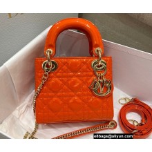 Lady Dior Mini Bag in Cannage Patent Orange 2022