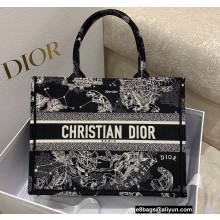 Dior Medium Book Tote Bag in Zodiac Embroidery Black 2022