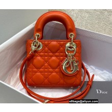 Lady Dior Micro Bag in Orange Cannage Lambskin 2022
