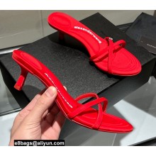 Alexander Wang Heel 5cm DAHLIA Slide Sandals In Lycra Red 2022