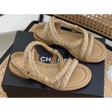 Chanel Chain Braided Sandals Beige 2022