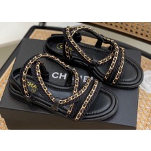 Chanel Chain Braided Sandals Black 2022