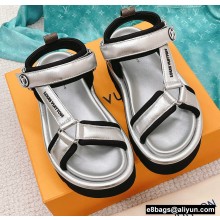 Louis Vuitton Platform Pool Pillow Flat Comfort Sandals Silver 2022