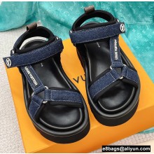 Louis Vuitton Platform Pool Pillow Flat Comfort Sandals Denim Blue 2022